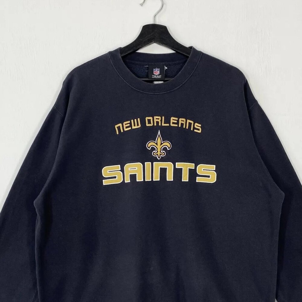 Vintage New Orleans Saints Crewneck Sweatshirt Retro Big Logo Football NFL Shirt